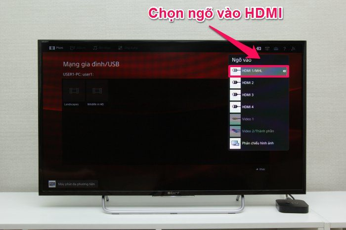 Tr&ecirc;n Tivi bạn chọn cổng HDMI vừa kết nối với Tivi